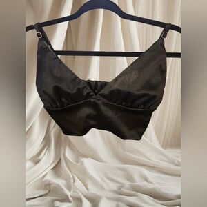 Better Be Black Satin Bralette Top